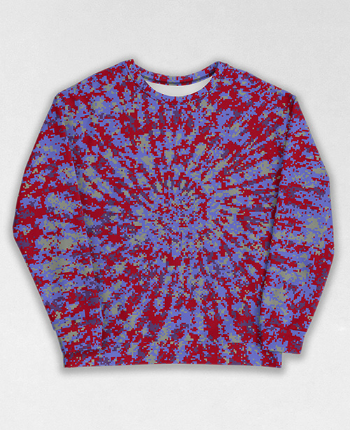 Tie-Dye-Camo Sweatshirt #0139. All over print, precision-cut, and hand-sewn. Super comfortable poly-cotton blend original Digital Camouflage designs by Dan Ellis vague.paris