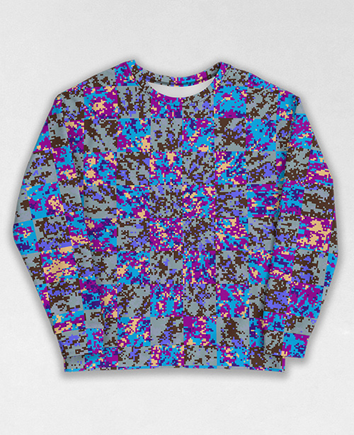 Tie-Dye-Camo Sweatshirt #0140. All over print, precision-cut, and hand-sewn. Super comfortable poly-cotton blend original Digital Camouflage designs by Dan Ellis vague.paris