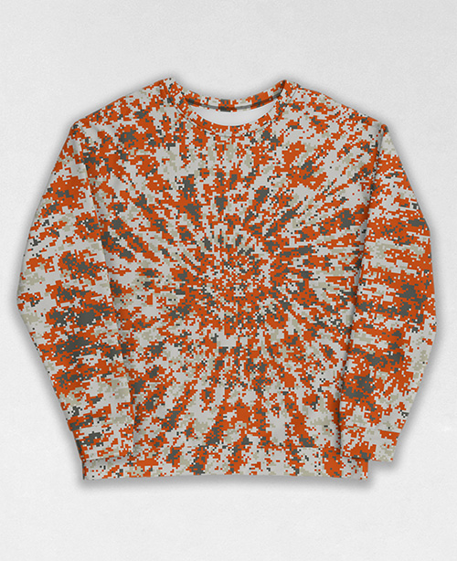 Tie-Dye-Camo Sweatshirt #0145. All over print, precision-cut, and hand-sewn. Super comfortable poly-cotton blend original Digital Camouflage designs by Dan Ellis vague.paris