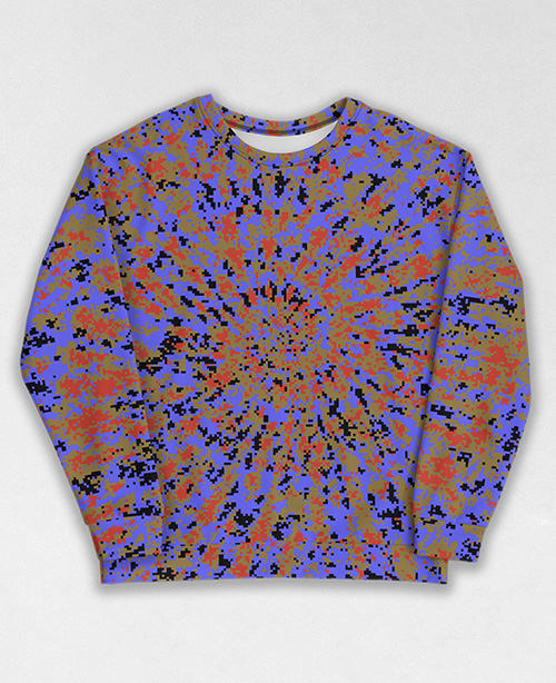 Tie-Dye-Camo Sweatshirt #0147. All over print, precision-cut, and hand-sewn. Super comfortable poly-cotton blend original Digital Camouflage designs by Dan Ellis vague.paris