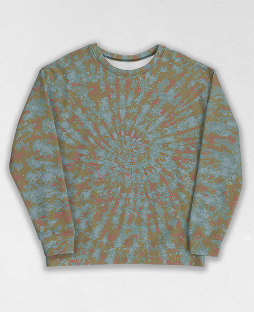 Tie-Dye-Camo Sweatshirt #0150. All over print, precision-cut, and hand-sewn. Super comfortable poly-cotton blend original Digital Camouflage designs by Dan Ellis vague.paris