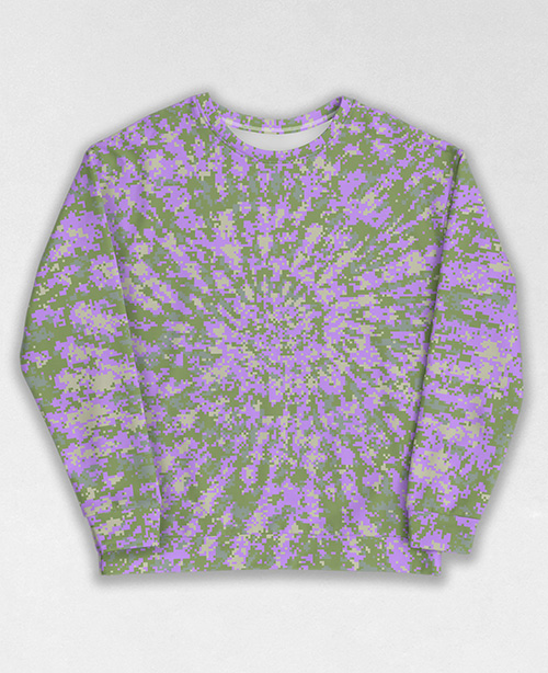 Tie-Dye-Camo Sweatshirt #0152. All over print, precision-cut, and hand-sewn. Super comfortable poly-cotton blend original Digital Camouflage designs by Dan Ellis vague.paris