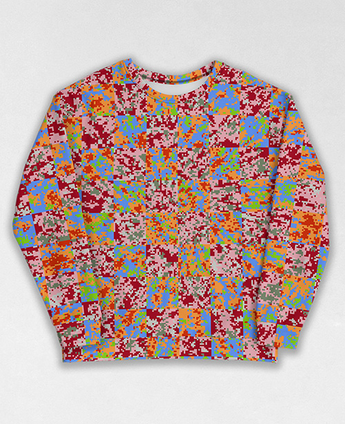 Tie-Dye-Camo Sweatshirt #0153. All over print, precision-cut, and hand-sewn. Super comfortable poly-cotton blend original Digital Camouflage designs by Dan Ellis vague.paris