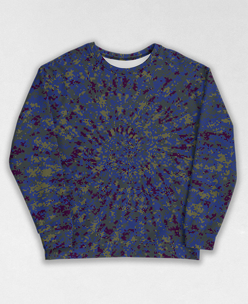 Tie-Dye-Camo Sweatshirt #0155. All over print, precision-cut, and hand-sewn. Super comfortable poly-cotton blend original Digital Camouflage designs by Dan Ellis vague.paris