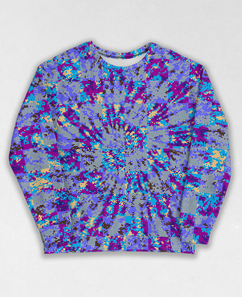 Tie-Dye-Camo Sweatshirt #0158. All over print, precision-cut, and hand-sewn. Super comfortable poly-cotton blend original Digital Camouflage designs by Dan Ellis vague.paris