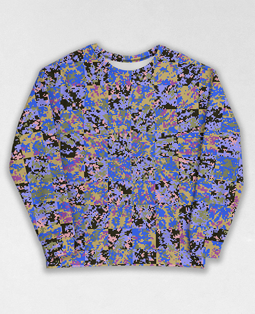 Tie-Dye-Camo Sweatshirt #0163. All over print, precision-cut, and hand-sewn. Super comfortable poly-cotton blend original Digital Camouflage designs by Dan Ellis vague.paris