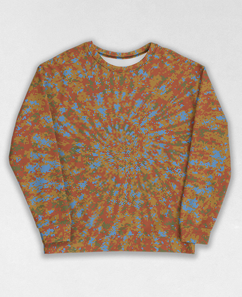 Tie-Dye-Camo Sweatshirt #0166. All over print, precision-cut, and hand-sewn. Super comfortable poly-cotton blend original Digital Camouflage designs by Dan Ellis vague.paris