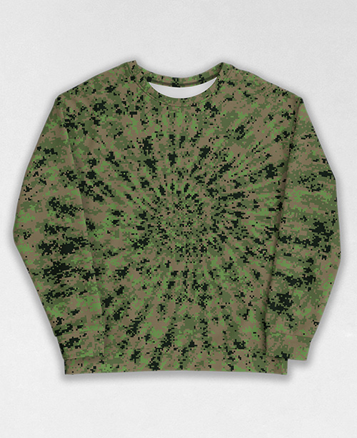 Tie-Dye-Camo Sweatshirt #0175. All over print, precision-cut, and hand-sewn. Super comfortable poly-cotton blend original Digital Camouflage designs by Dan Ellis vague.paris