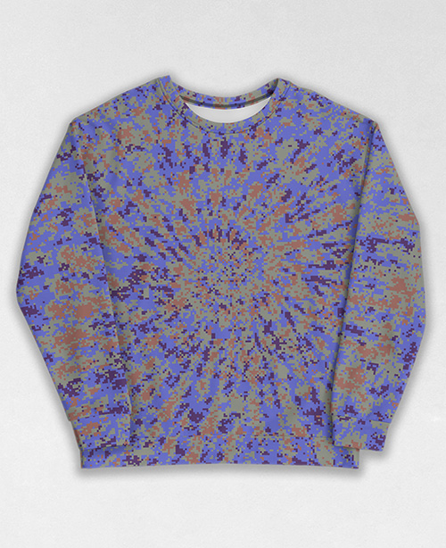 Tie-Dye-Camo Sweatshirt #0176. All over print, precision-cut, and hand-sewn. Super comfortable poly-cotton blend original Digital Camouflage designs by Dan Ellis vague.paris