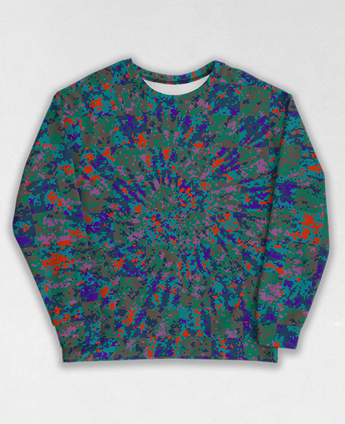 Tie-Dye-Camo Sweatshirt #0177. All over print, precision-cut, and hand-sewn. Super comfortable poly-cotton blend original Digital Camouflage designs by Dan Ellis vague.paris