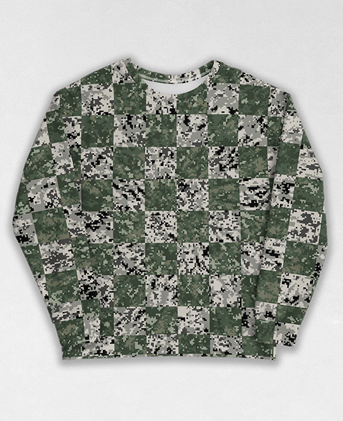 Tie-Dye-Camo Sweatshirt #0178. All over print, precision-cut, and hand-sewn. Super comfortable poly-cotton blend original Digital Camouflage designs by Dan Ellis vague.paris