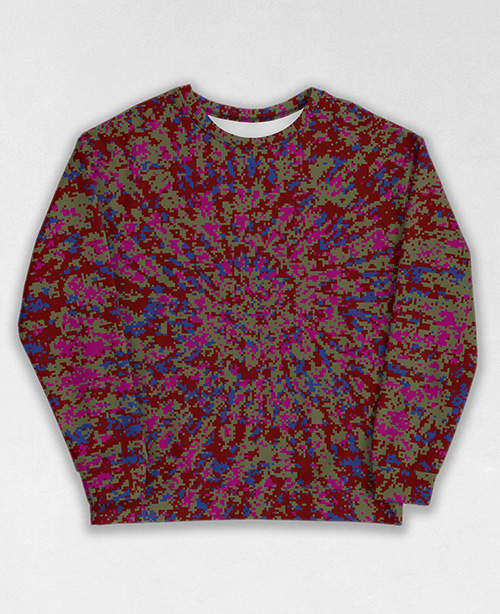 Tie-Dye-Camo Sweatshirt #0179. All over print, precision-cut, and hand-sewn. Super comfortable poly-cotton blend original Digital Camouflage designs by Dan Ellis vague.paris