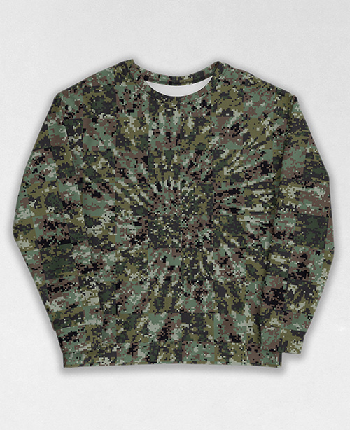 Tie-Dye-Camo Sweatshirt #0181. All over print, precision-cut, and hand-sewn. Super comfortable poly-cotton blend original Digital Camouflage designs by Dan Ellis vague.paris