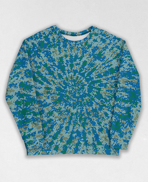 Tie-Dye-Camo Sweatshirt #0185. All over print, precision-cut, and hand-sewn. Super comfortable poly-cotton blend original Digital Camouflage designs by Dan Ellis vague.paris