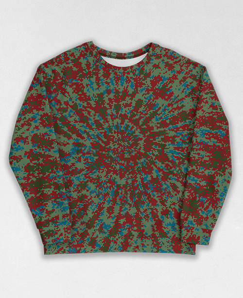 Tie-Dye-Camo Sweatshirt #0188. All over print, precision-cut, and hand-sewn. Super comfortable poly-cotton blend original Digital Camouflage designs by Dan Ellis vague.paris