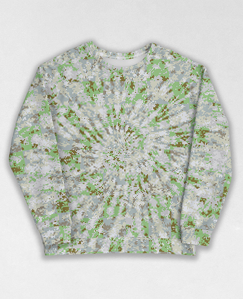 Tie-Dye-Camo Sweatshirt #0190. All over print, precision-cut, and hand-sewn. Super comfortable poly-cotton blend original Digital Camouflage designs by Dan Ellis vague.paris