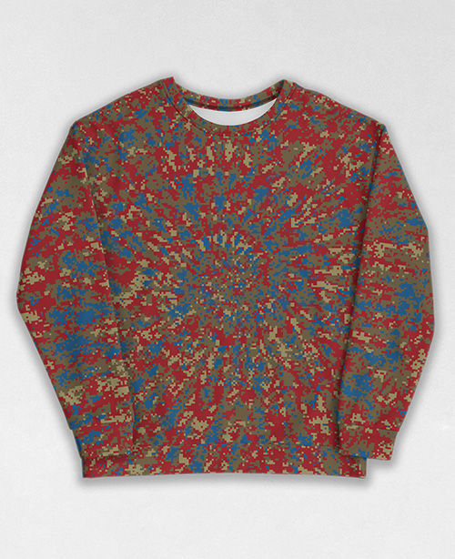 Tie-Dye-Camo Sweatshirt #0192. All over print, precision-cut, and hand-sewn. Super comfortable poly-cotton blend original Digital Camouflage designs by Dan Ellis vague.paris