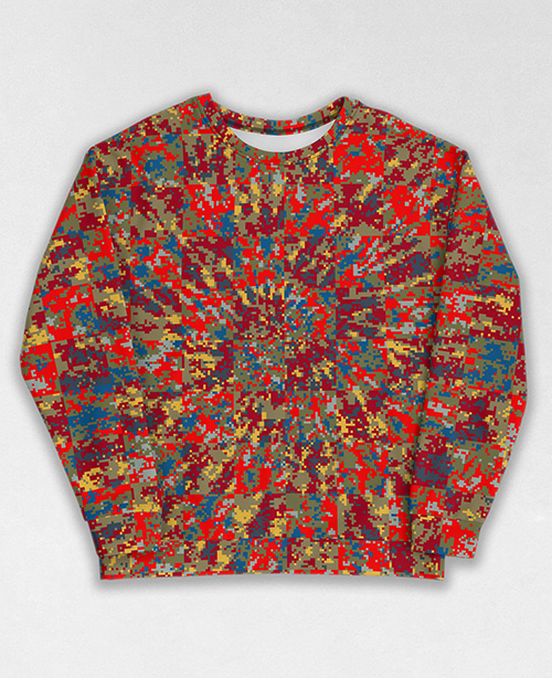 Tie-Dye-Camo Sweatshirt #0195. All over print, precision-cut, and hand-sewn. Super comfortable poly-cotton blend original Digital Camouflage designs by Dan Ellis vague.paris