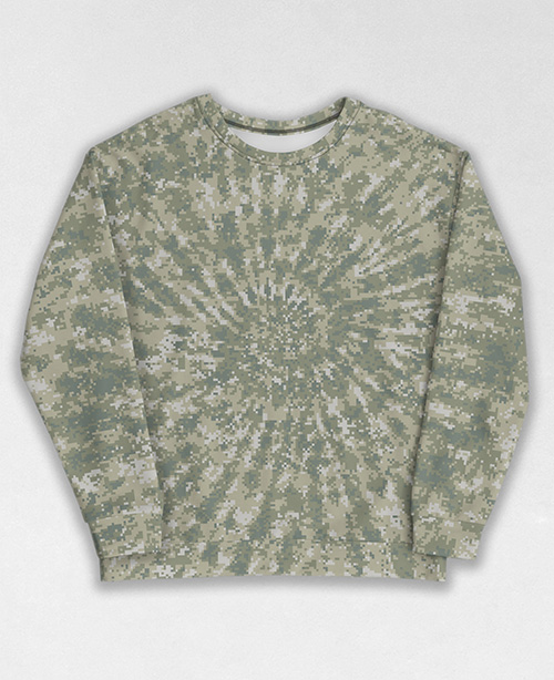 Tie-Dye-Camo Sweatshirt #0197. All over print, precision-cut, and hand-sewn. Super comfortable poly-cotton blend original Digital Camouflage designs by Dan Ellis vague.paris