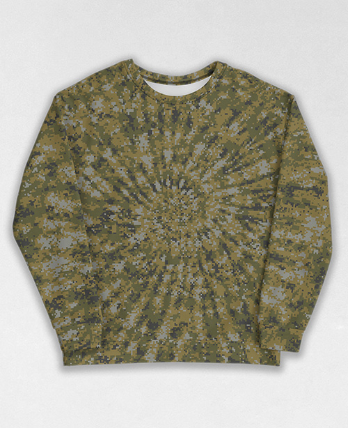 Tie-Dye-Camo Sweatshirt #0202. All over print, precision-cut, and hand-sewn. Super comfortable poly-cotton blend original Digital Camouflage designs by Dan Ellis vague.paris