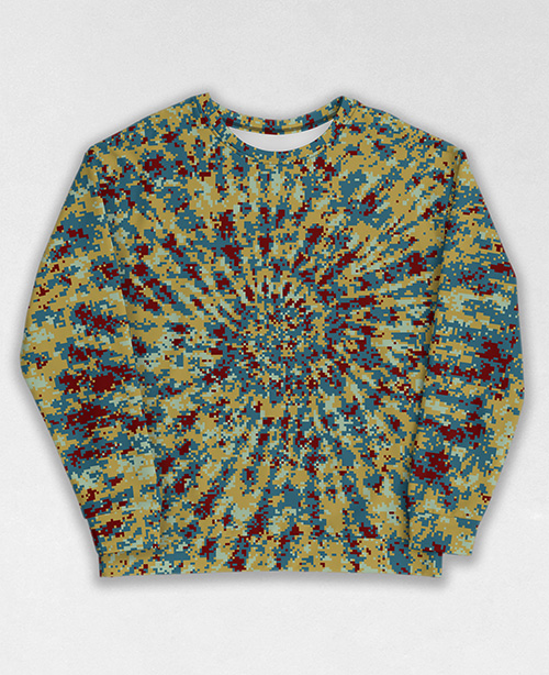 Tie-Dye-Camo Sweatshirt #0203. All over print, precision-cut, and hand-sewn. Super comfortable poly-cotton blend original Digital Camouflage designs by Dan Ellis vague.paris