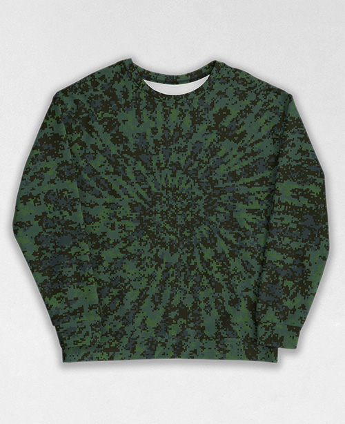 Tie-Dye-Camo Sweatshirt #0211. All over print, precision-cut, and hand-sewn. Super comfortable poly-cotton blend original Digital Camouflage designs by Dan Ellis vague.paris