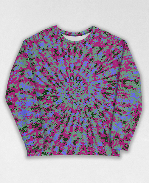 Tie-Dye-Camo Sweatshirt #0214. All over print, precision-cut, and hand-sewn. Super comfortable poly-cotton blend original Digital Camouflage designs by Dan Ellis vague.paris