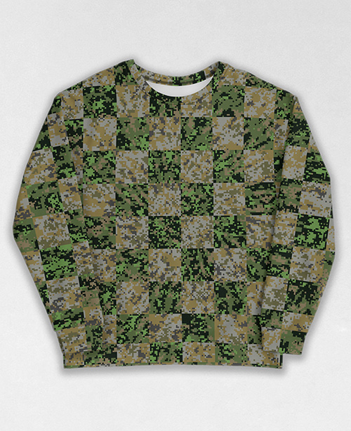 Tie-Dye-Camo Sweatshirt #0219. All over print, precision-cut, and hand-sewn. Super comfortable poly-cotton blend original Digital Camouflage designs by Dan Ellis vague.paris