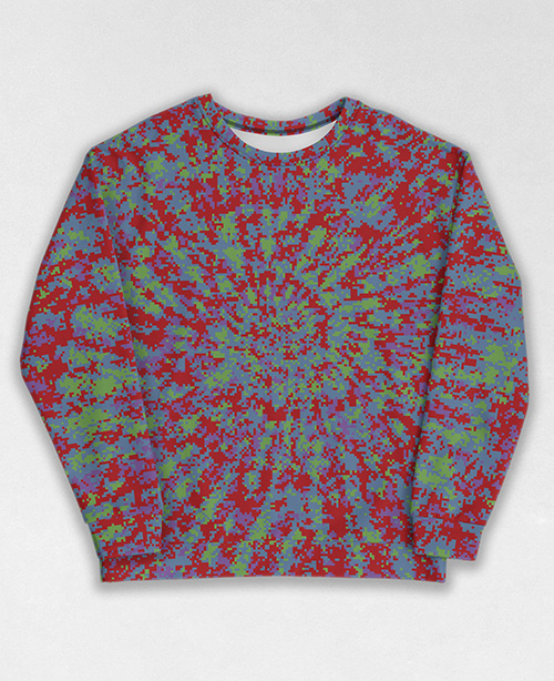 Tie-Dye-Camo Sweatshirt #0223. All over print, precision-cut, and hand-sewn. Super comfortable poly-cotton blend original Digital Camouflage designs by Dan Ellis vague.paris