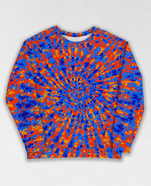 Tie-Dye-Camo Sweatshirt #0225. All over print, precision-cut, and hand-sewn. Super comfortable poly-cotton blend original Digital Camouflage designs by Dan Ellis vague.paris