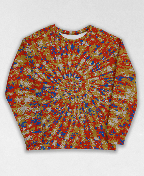 Tie-Dye-Camo Sweatshirt #0227. All over print, precision-cut, and hand-sewn. Super comfortable poly-cotton blend original Digital Camouflage designs by Dan Ellis vague.paris