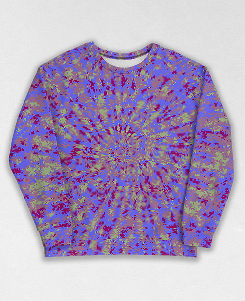 Tie-Dye-Camo Sweatshirt #0229. All over print, precision-cut, and hand-sewn. Super comfortable poly-cotton blend original Digital Camouflage designs by Dan Ellis vague.paris