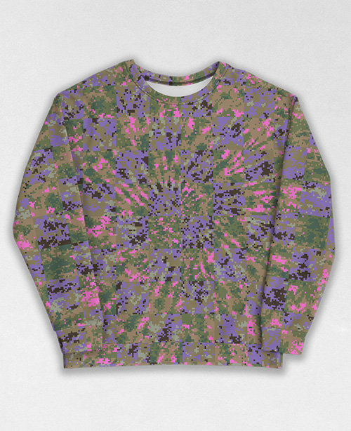 Tie-Dye-Camo Sweatshirt #0232. All over print, precision-cut, and hand-sewn. Super comfortable poly-cotton blend original Digital Camouflage designs by Dan Ellis vague.paris