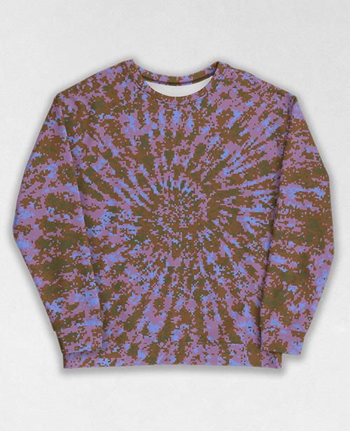 Tie-Dye-Camo Sweatshirt #0234. All over print, precision-cut, and hand-sewn. Super comfortable poly-cotton blend original Digital Camouflage designs by Dan Ellis vague.paris