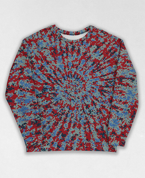 Tie-Dye-Camo Sweatshirt #0236. All over print, precision-cut, and hand-sewn. Super comfortable poly-cotton blend original Digital Camouflage designs by Dan Ellis vague.paris