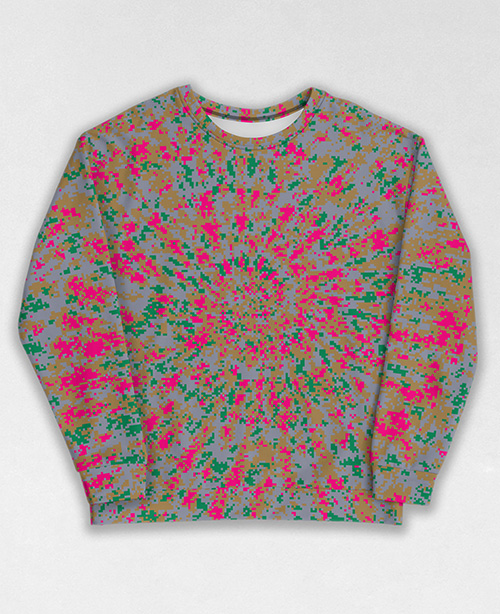 Tie-Dye-Camo Sweatshirt #0238. All over print, precision-cut, and hand-sewn. Super comfortable poly-cotton blend original Digital Camouflage designs by Dan Ellis vague.paris