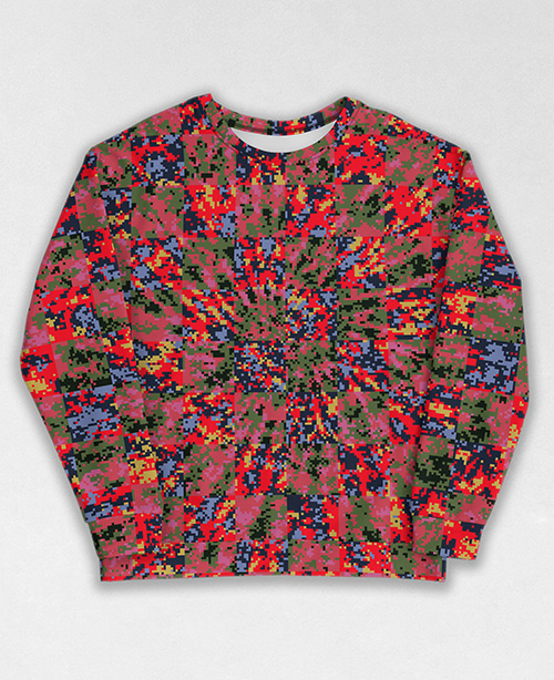 Tie-Dye-Camo Sweatshirt #0239. All over print, precision-cut, and hand-sewn. Super comfortable poly-cotton blend original Digital Camouflage designs by Dan Ellis vague.paris