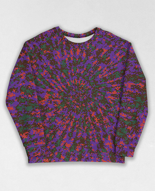 Tie-Dye-Camo Sweatshirt #0241. All over print, precision-cut, and hand-sewn. Super comfortable poly-cotton blend original Digital Camouflage designs by Dan Ellis vague.paris