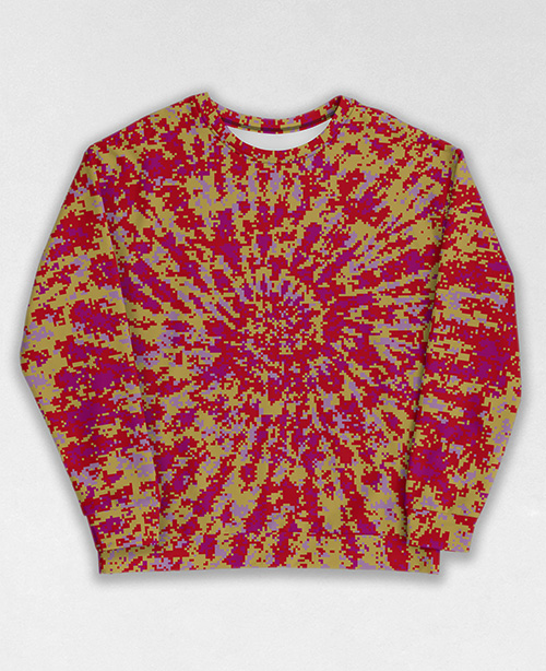 Tie-Dye-Camo Sweatshirt #0244. All over print, precision-cut, and hand-sewn. Super comfortable poly-cotton blend original Digital Camouflage designs by Dan Ellis vague.paris