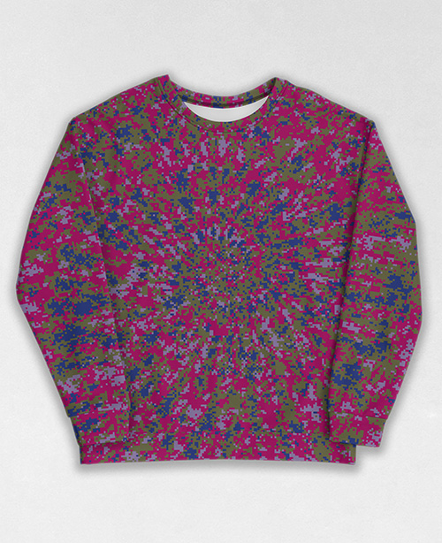 Tie-Dye-Camo Sweatshirt #0251. All over print, precision-cut, and hand-sewn. Super comfortable poly-cotton blend original Digital Camouflage designs by Dan Ellis vague.paris