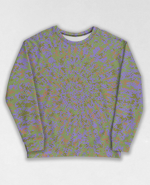 Tie-Dye-Camo Sweatshirt #0253. All over print, precision-cut, and hand-sewn. Super comfortable poly-cotton blend original Digital Camouflage designs by Dan Ellis vague.paris