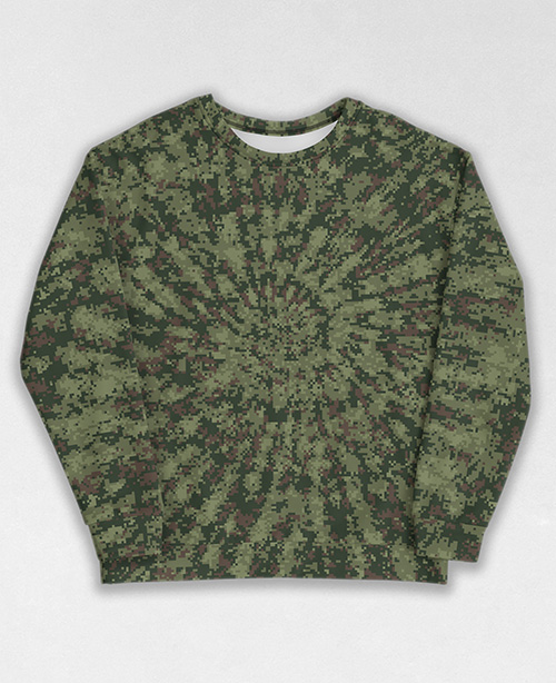 Tie-Dye-Camo Sweatshirt #0254. All over print, precision-cut, and hand-sewn. Super comfortable poly-cotton blend original Digital Camouflage designs by Dan Ellis vague.paris