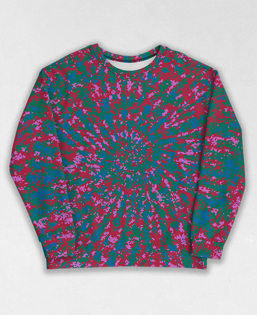 Tie-Dye-Camo Sweatshirt #0256. All over print, precision-cut, and hand-sewn. Super comfortable poly-cotton blend original Digital Camouflage designs by Dan Ellis vague.paris