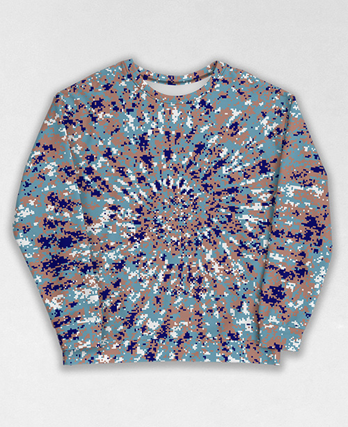 Tie-Dye-Camo Sweatshirt #0257. All over print, precision-cut, and hand-sewn. Super comfortable poly-cotton blend original Digital Camouflage designs by Dan Ellis vague.paris