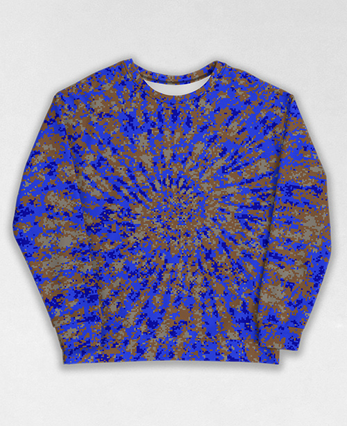 Tie-Dye-Camo Sweatshirt #0259. All over print, precision-cut, and hand-sewn. Super comfortable poly-cotton blend original Digital Camouflage designs by Dan Ellis vague.paris