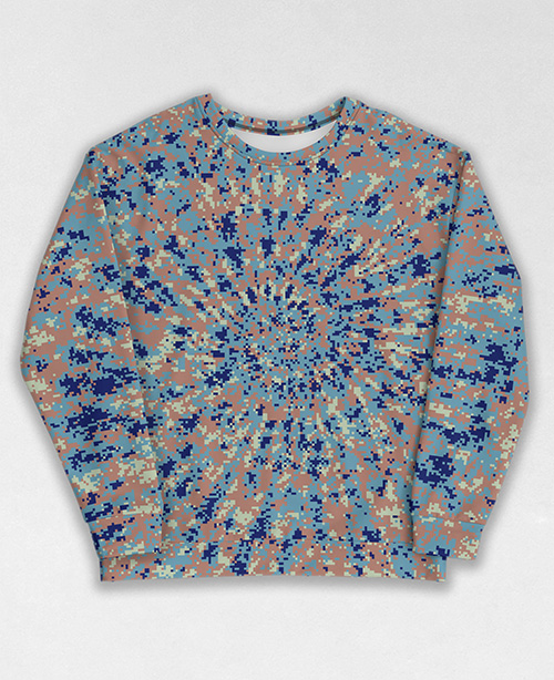 Tie-Dye-Camo Sweatshirt #0260. All over print, precision-cut, and hand-sewn. Super comfortable poly-cotton blend original Digital Camouflage designs by Dan Ellis vague.paris