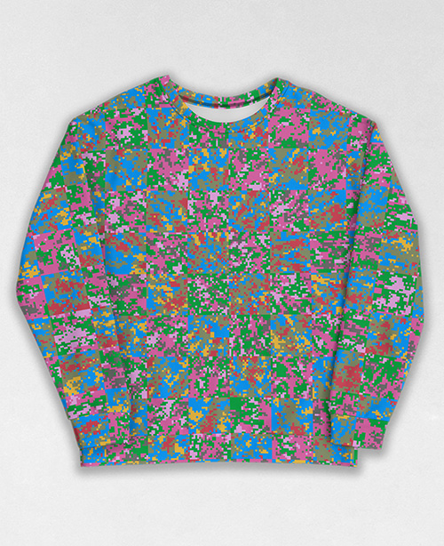 Tie-Dye-Camo Sweatshirt #0262. All over print, precision-cut, and hand-sewn. Super comfortable poly-cotton blend original Digital Camouflage designs by Dan Ellis vague.paris