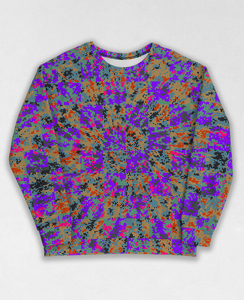 Tie-Dye-Camo Sweatshirt #0264. All over print, precision-cut, and hand-sewn. Super comfortable poly-cotton blend original Digital Camouflage designs by Dan Ellis vague.paris