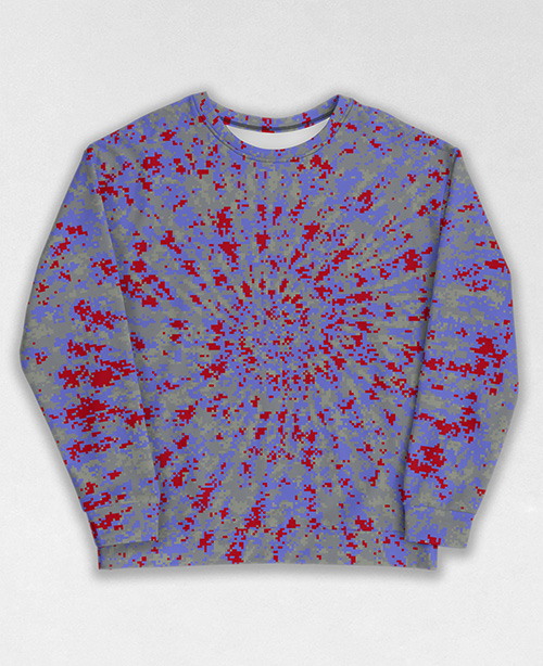 Tie-Dye-Camo Sweatshirt #0265. All over print, precision-cut, and hand-sewn. Super comfortable poly-cotton blend original Digital Camouflage designs by Dan Ellis vague.paris