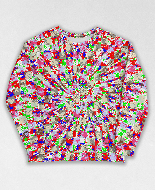 Tie-Dye-Camo Sweatshirt #0268. All over print, precision-cut, and hand-sewn. Super comfortable poly-cotton blend original Digital Camouflage designs by Dan Ellis vague.paris